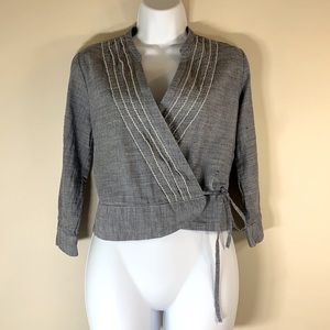 Uniqlo Paris Women Sz-S Linen Blend Wrap Top